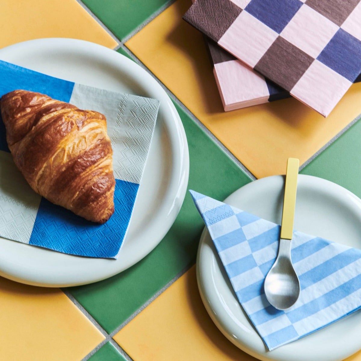 HAY Pattern Napkins Lunch off-white and dark blue L check