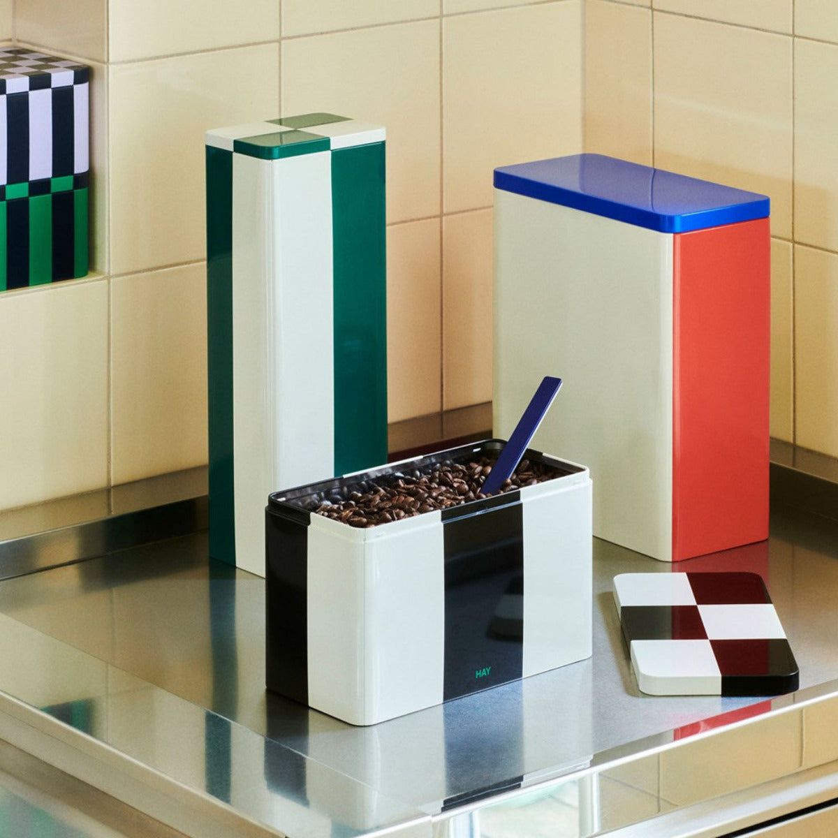 HAY Tin Container Small – Mörkblå & Lavendel