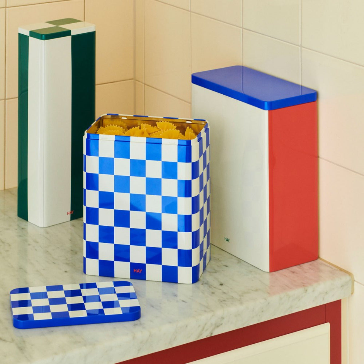 HAY Tin Container X-Large – Off-white, Blå & Röd