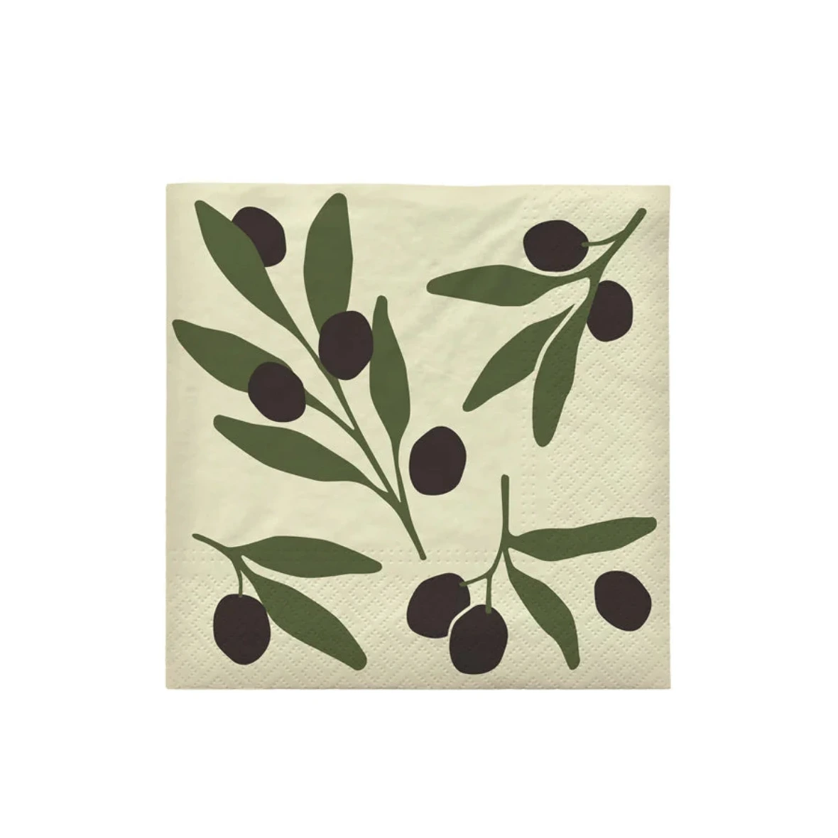 En läckert olivmönstrad servett från Broste Copenhagen.