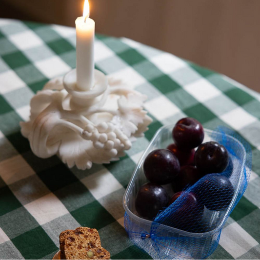 Midnatt bordsduk elsa 145x250 cm grönrutig ekologisk bomull