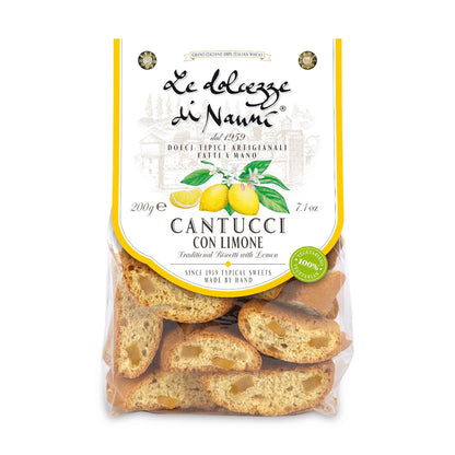 Toscanska kakor i särklass med citron. Cantucci är uppskattade världen över och förknippas med god toskansk mattradition. De äts traditionellt genom att doppa dem i Vin Santo eller andra likörviner. Tillverkningen sker helt för hand, enligt gamla produktionsmetoder som garanterar högsta kvalitet på slutprodukten. Knapriga och lätta med en mild smak, perfekta för att avsluta måltiden med något sött. De är också utsökta att njuta till te, latte, cappuccino eller kaffe.&nbsp;