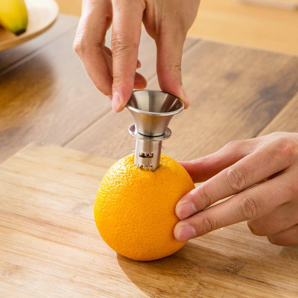 Citron- och apelsinpress i rostfritt stål