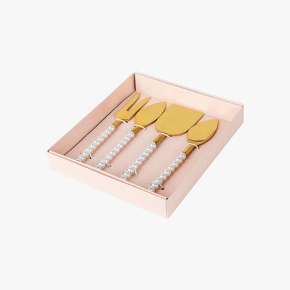 set med ostknivar rostfritt stål och pärlor pärlbestick 4-pack lepelclub cheese knifes set of 4
