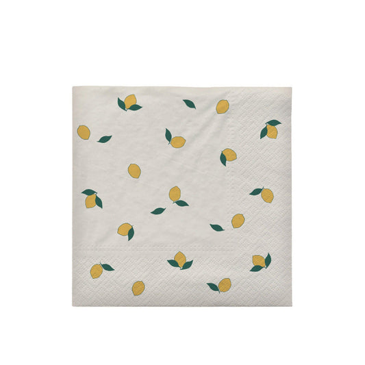 En citronmönstrad servett från Broste Copenhagen för en fräsch och frisk dukning. lemon pappersservett