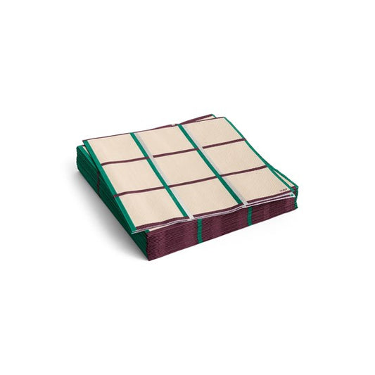 HAY Pattern Napkins Lunch Off-white, Silver and green braid check