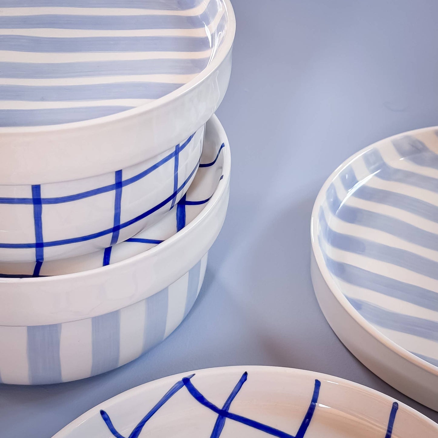 Tallrik stor Stripes - Morning azzurro