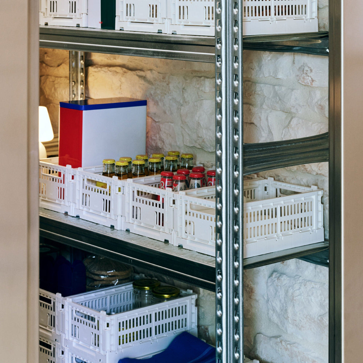 HAY colour crate small red förvaringslåda, stapelbar, vikbar, återvunnen plast