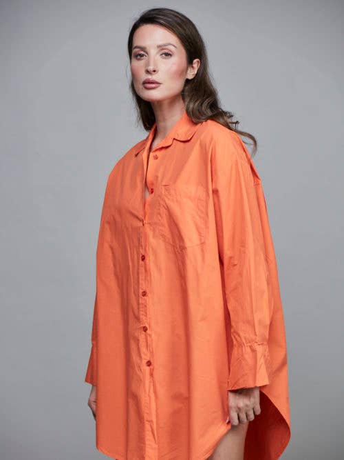 Boyfriend-oversized skjorta i bomull– orange