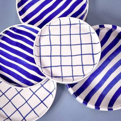 Tallrik liten Stripes - Havsblå
