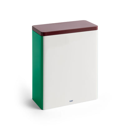 HAY Tin Container X-large - Off white, burgundy and green