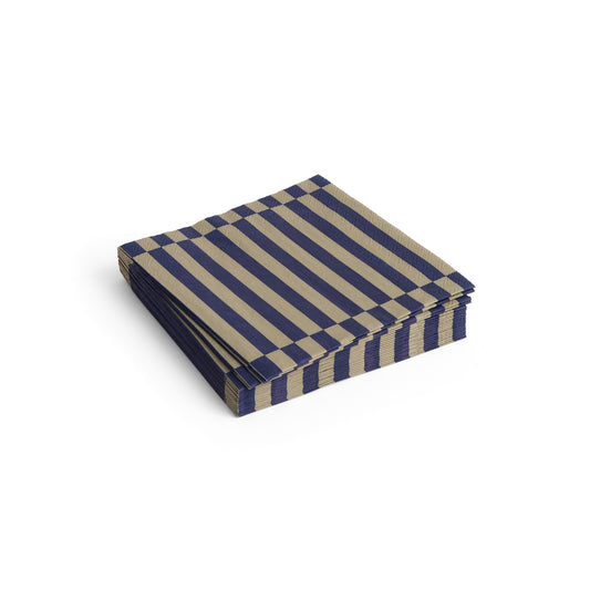 HAY Pattern Napkins Lunch Dark blue and dark sand pillar stripe