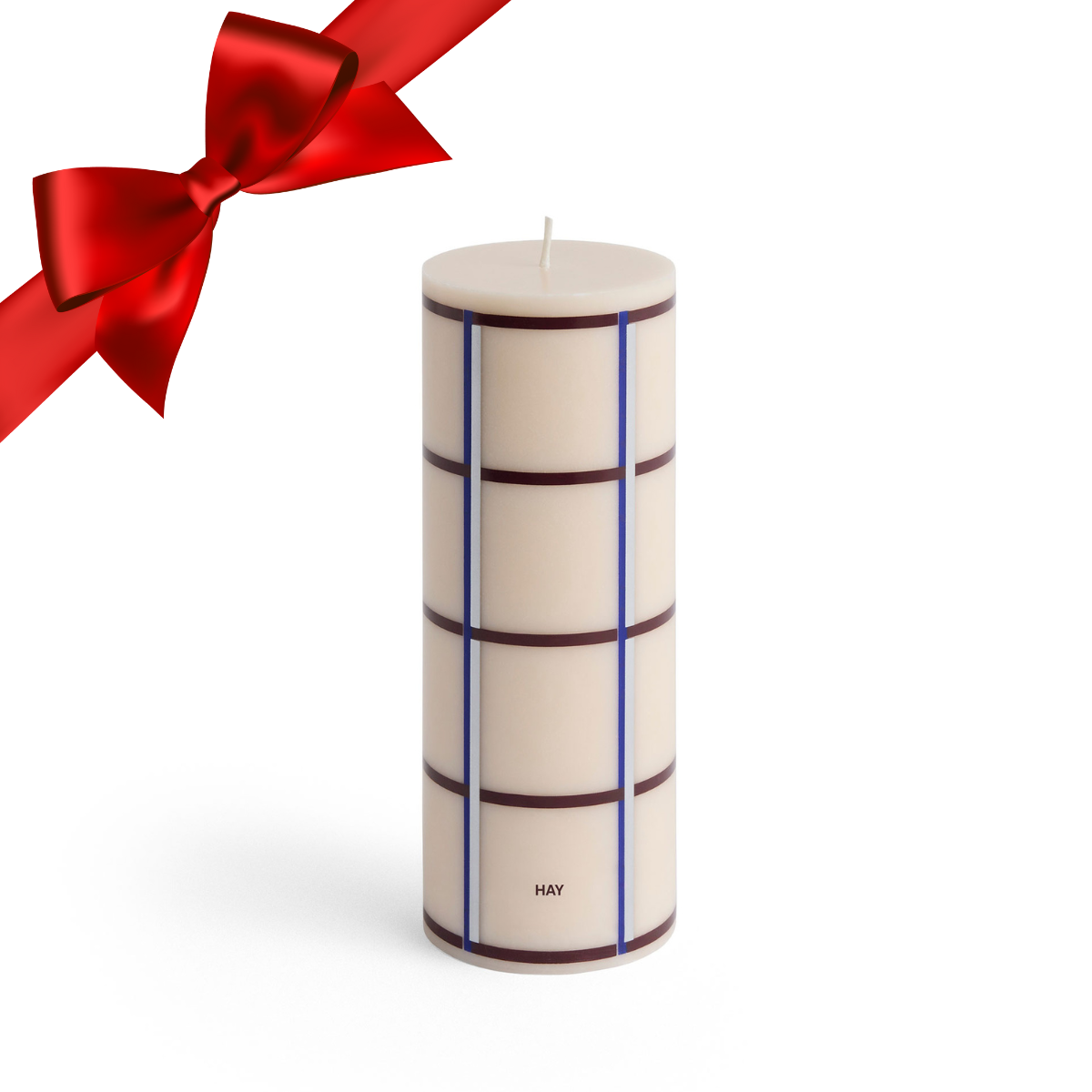 HAY Column Candle off-white, green bordeaux & silver