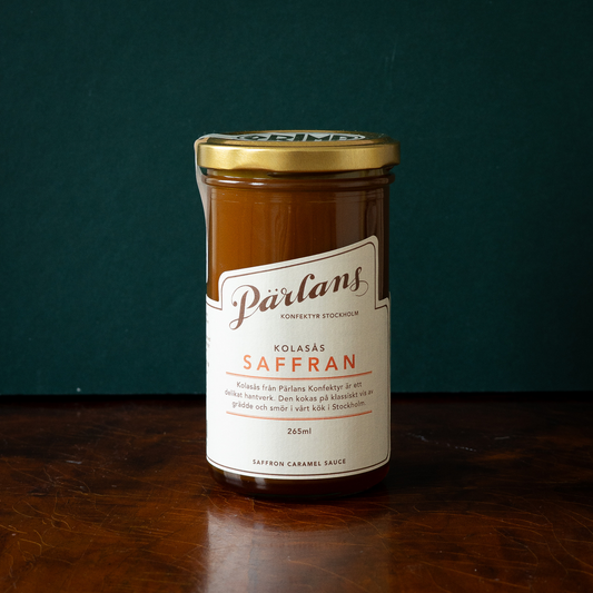 Pärlans kolasås Saffran glasburk