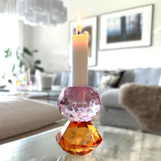 Kristalljusstake nr 12 amber/violett