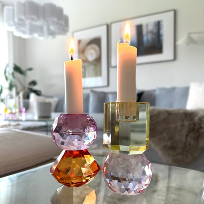 Kristalljusstake nr 12 amber/violett