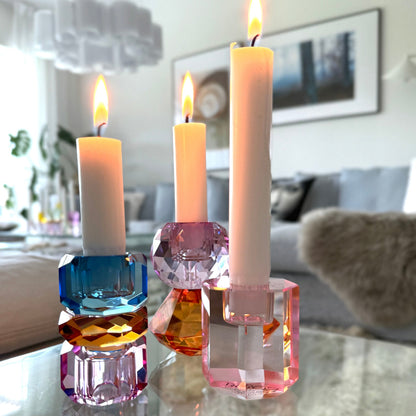 Kristalljusstake nr 8 violett/kobolt/amber