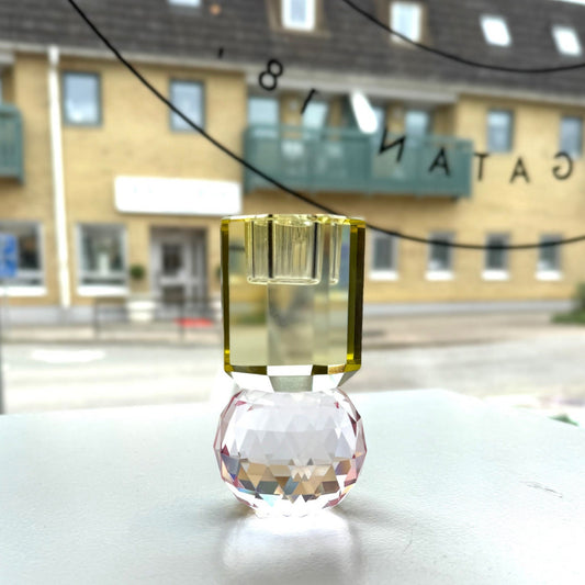 Kristalljusstake nr 72 rosa/ljusgul