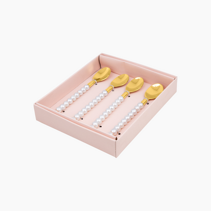 Fyra dekorativa skedar med pärlor i elegant design, Skedar med Pärlor 4-pack