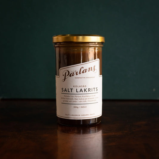 Pärlans Kolasås Salt Lakrits glasburk