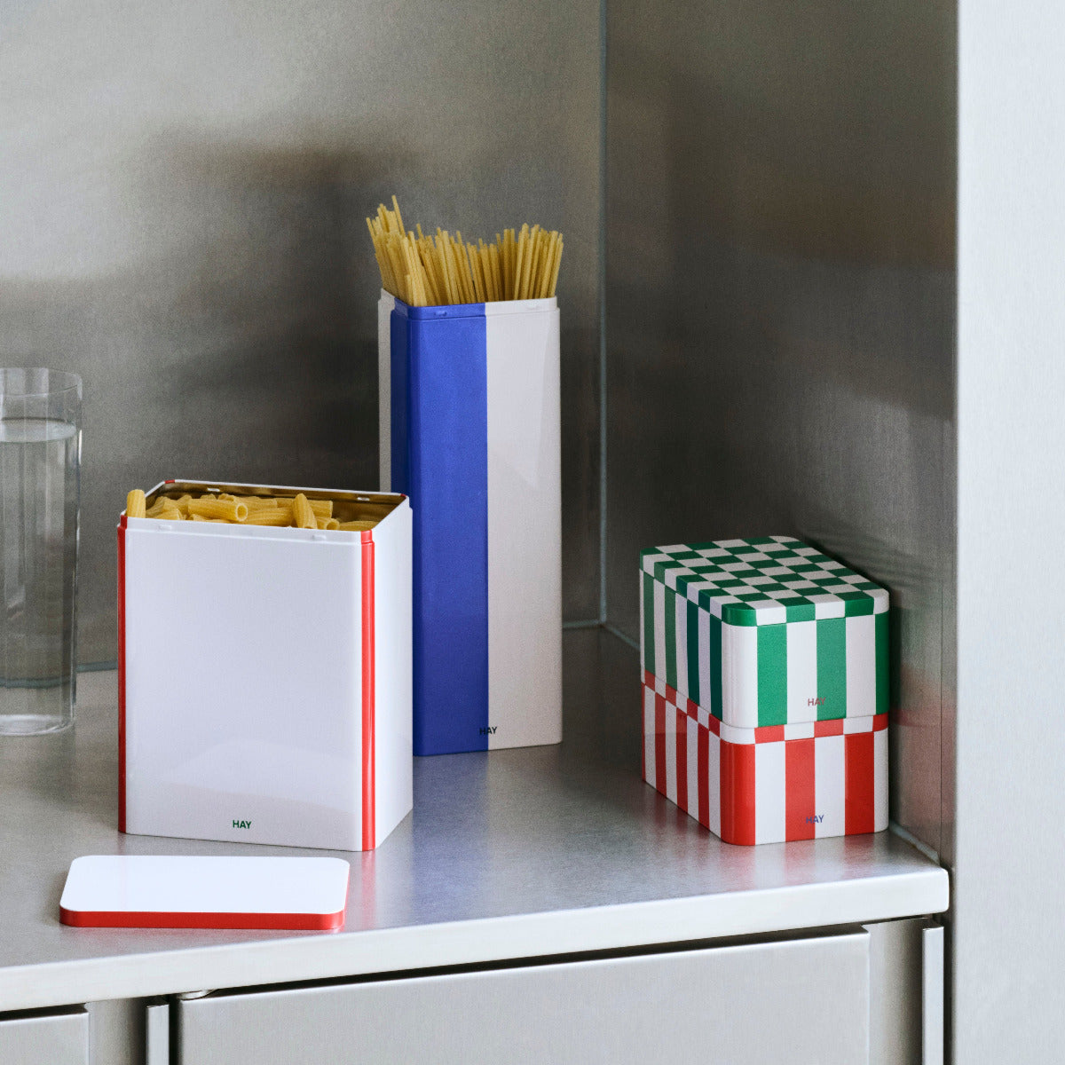 HAY Tin Container Small – green and off-white