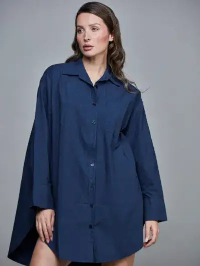 Boyfriend oversized skjorta i bomull – royalblå