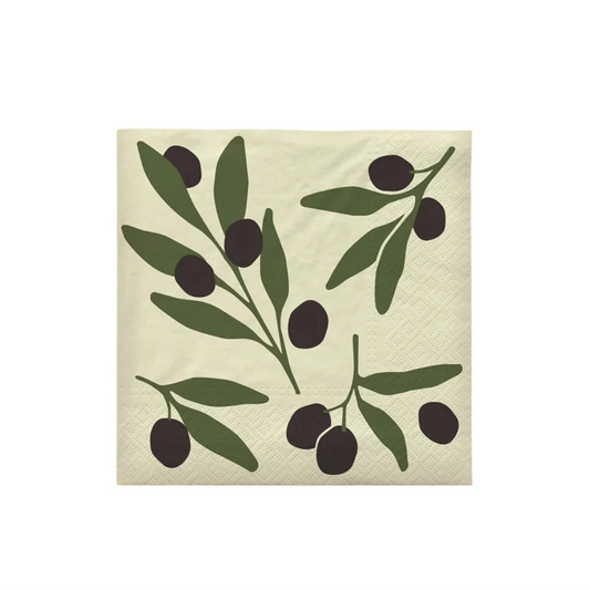 En läckert olivmönstrad servett från Broste Copenhagen.